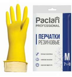 Перчатки латексные Paclan Professional желтые (размер 8, М)